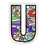 Letter U Sticker - Moon Light Sticker Co.