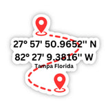 Tampa Coordinates Sticker - Moon Light Sticker Co.