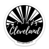 Cleveland Sticker BW - Moon Light Sticker Co.
