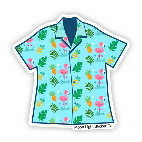 Hawaiian Shirt- Blue Sticker - Moon Light Sticker Co.