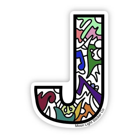 Small Letter J Stickers 1/2 Round