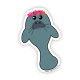 Manatee with Flower Crown - Moon Light Sticker Co.
